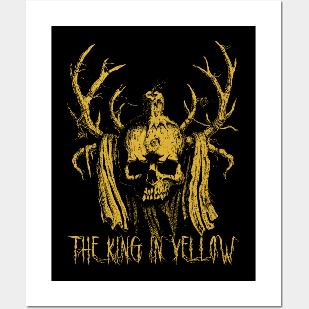 King in Yellow horned skull Wall Art by grimsoulart